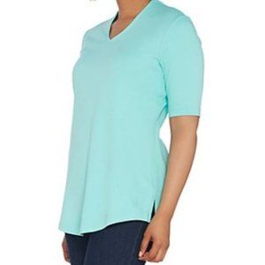 Isaac Mizrahi Live! Essentials V-Neck Tunic w/ Side Slits Mint Tea Size XL